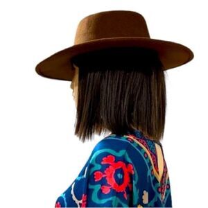Dark Brown Round Pork Pie Crown Wide Brim Fedora Boater Hat NEW